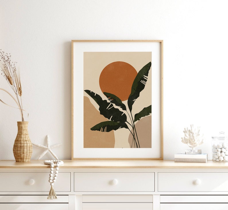 Botanical Prints, Mid Century Modern Wall Art Abstract Boho Floral Wall ...