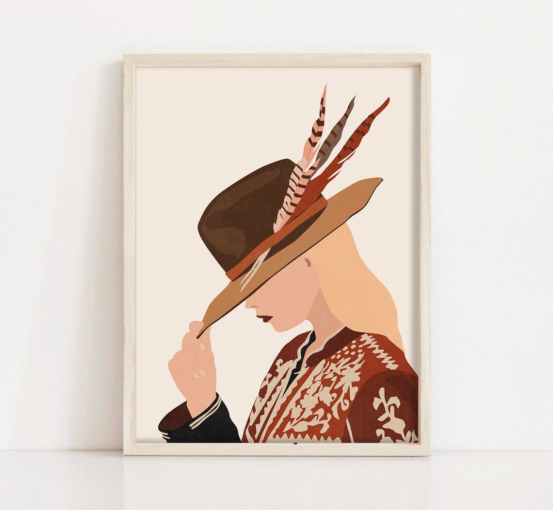 Cowboy Western Digital Wall Art Mid Century Modern Fahion Etsy