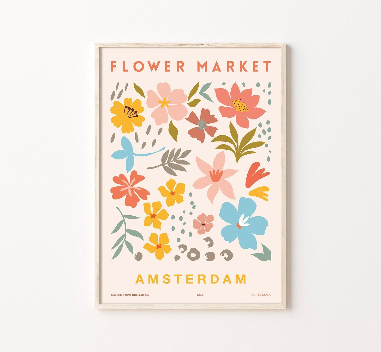Flower Market Poster Flower Market Prints Amsterdam Digital Etsy UK