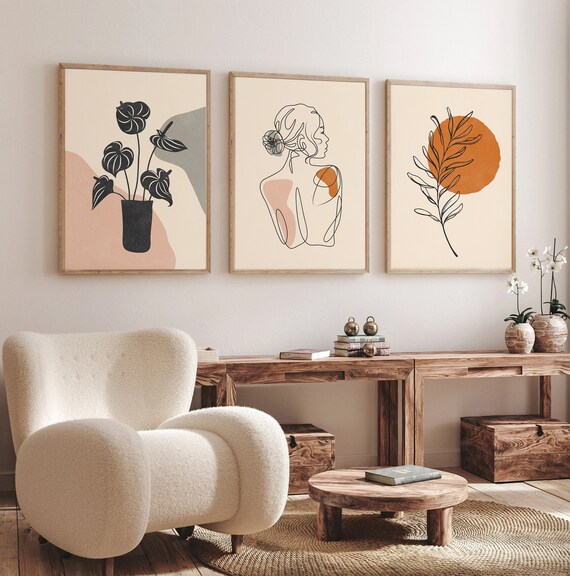 Boho Living Room Wall Art, Gallery Wall Set of 3, Modern Home Decor, Wall Decor Living Room, Printable Wall Art, Abstract Room Decor
