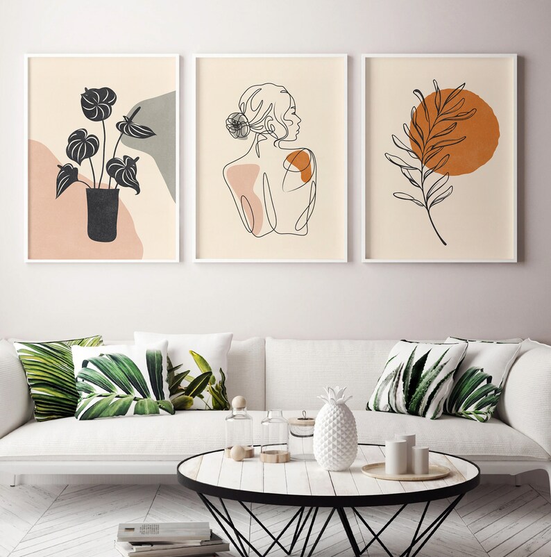 Boho Living Room Wall Art, Gallery Wall Set of 3, Modern Home Decor, Wall Decor Living Room, Printable Wall Art, Abstract Room Decor bild 4