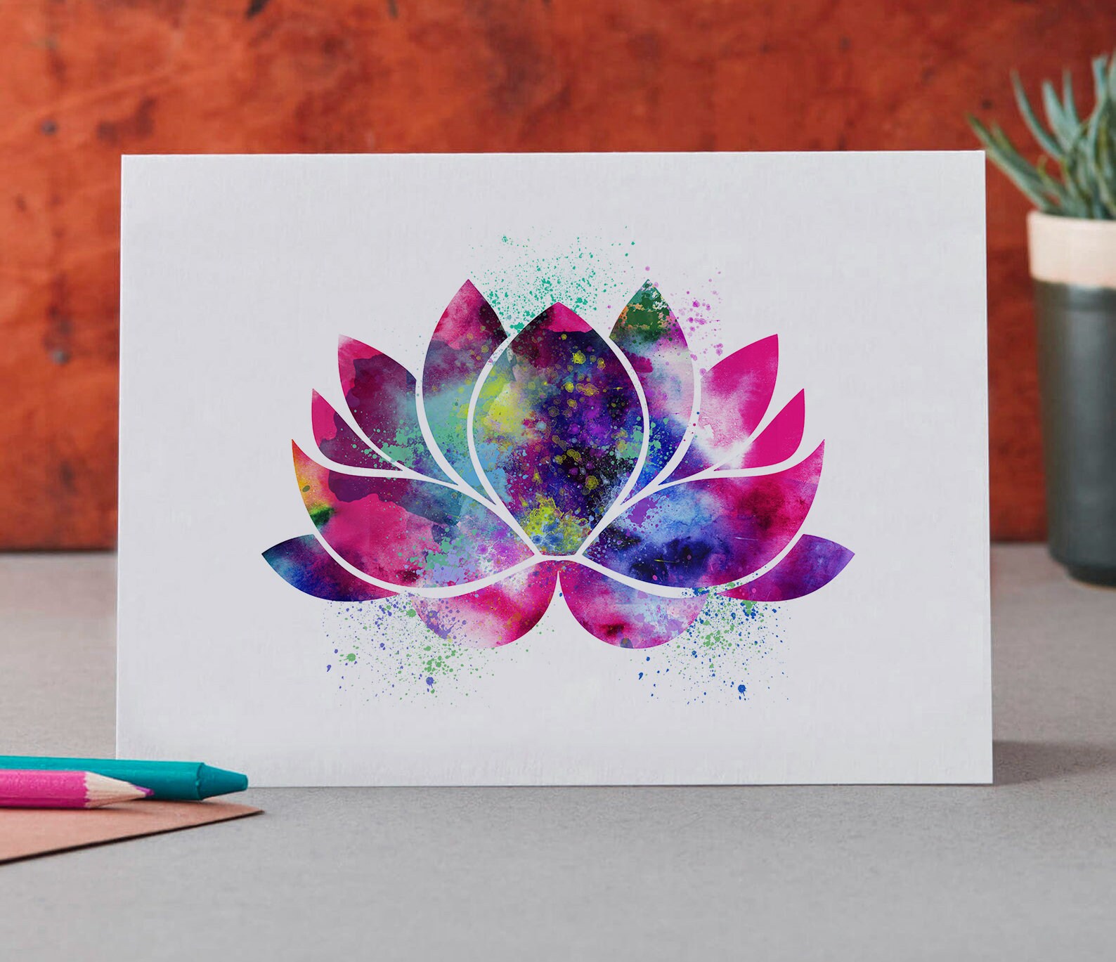 Lotus Flower Wall Art Gift Carddigital Downloadhouse Warming Etsy