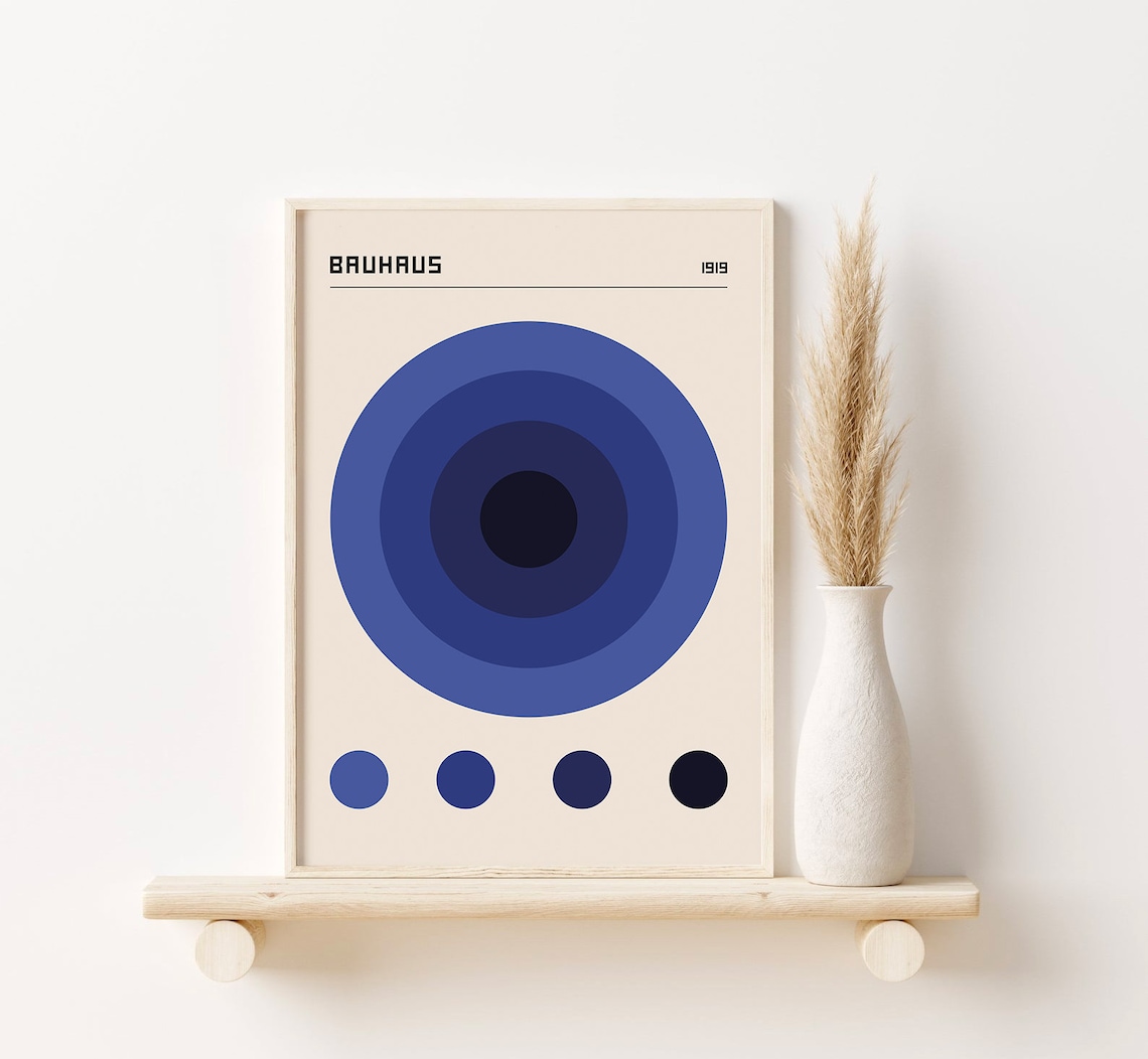 Bauhaus Blue Poster Digital Download Bauhaus Art Print Etsy