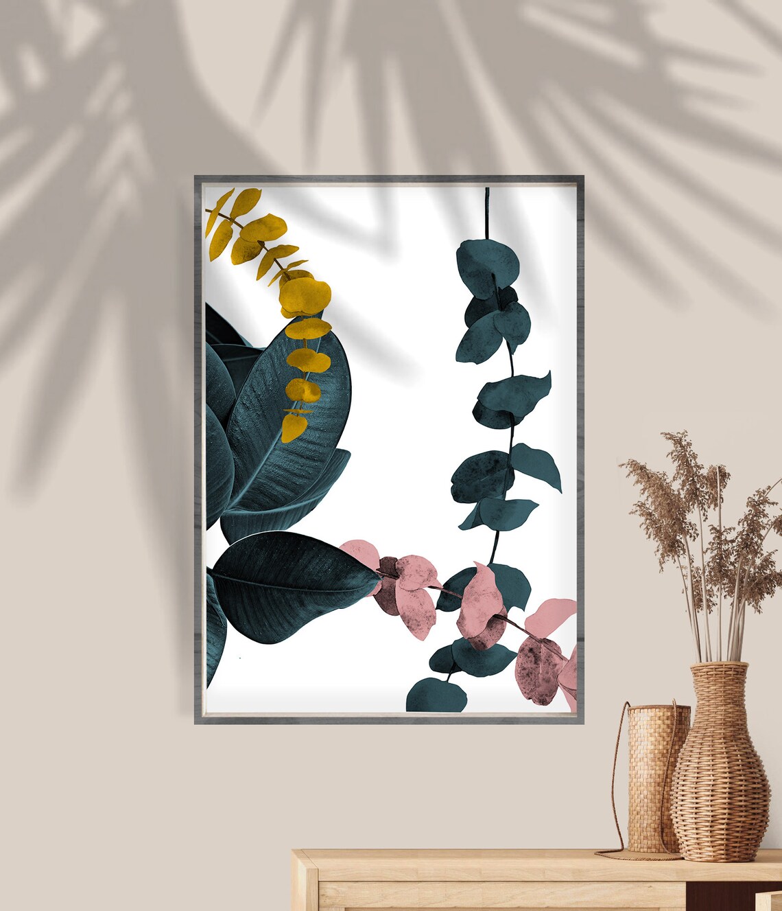 Botanical Mid Century Modern Abstract Print Wall Art Set of 2 | Etsy