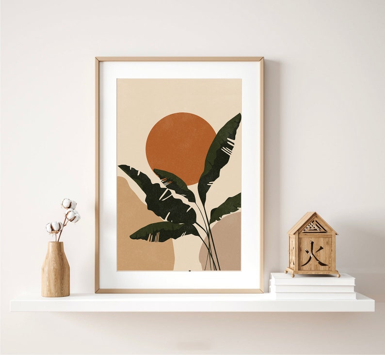 Botanical Prints, Mid Century Modern Wall Art Abstract Boho Floral Wall ...