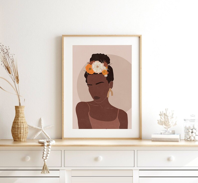 Flower Girl Wall Art Instant Download Botanical Print Black Etsy