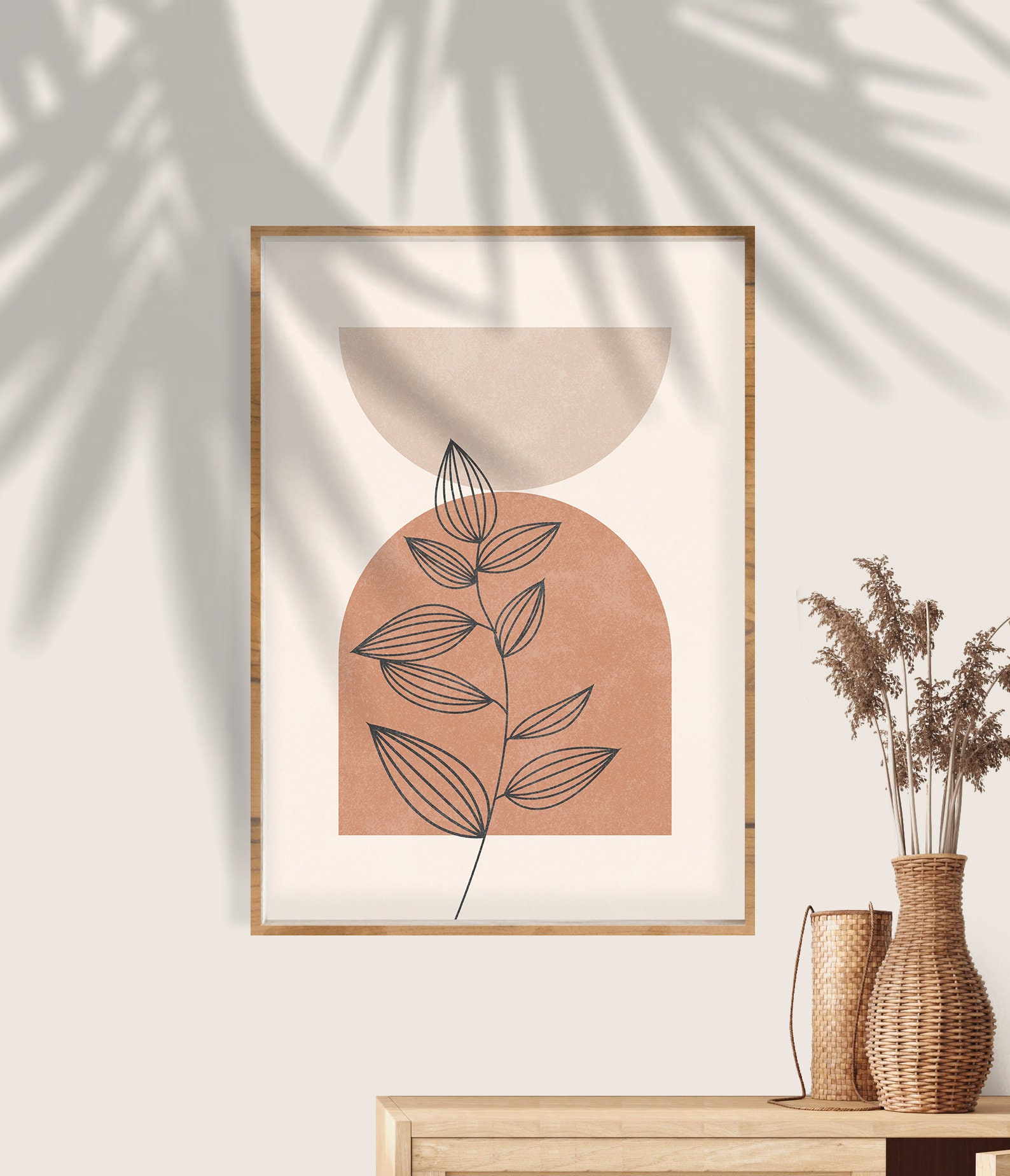 Boho Art Set of 2 Prints, Abstract Gallery Wall, Minimal Botanical ...