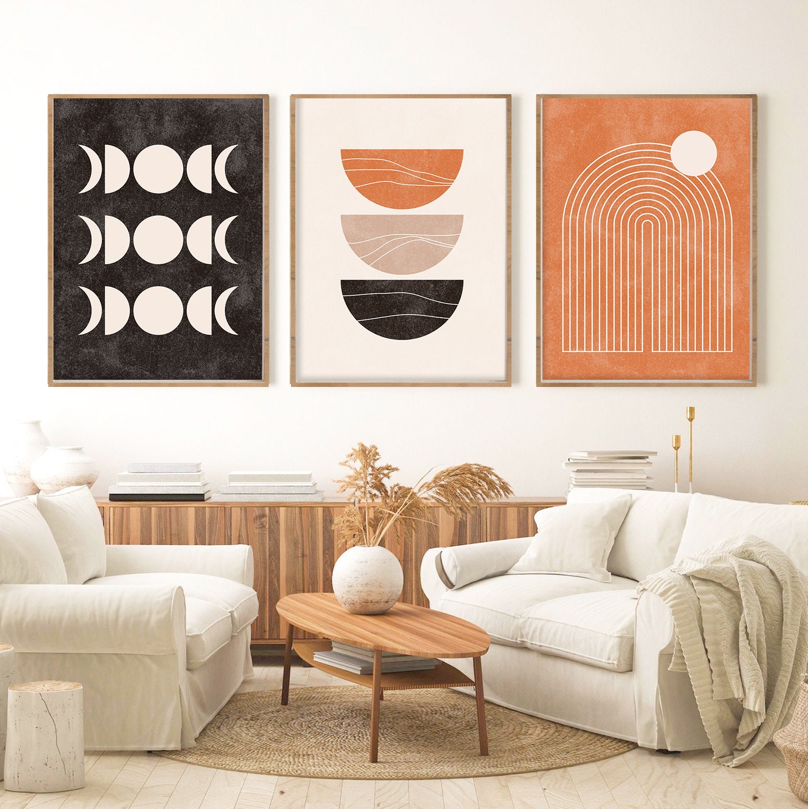 Boho Art Set Boho Print Wall Art Abstract Art Set of 3 | Etsy