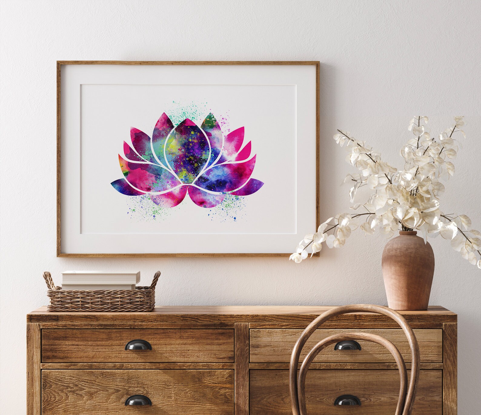 Lotus Flower Wall Art Gift Carddigital Downloadhouse Warming Etsy