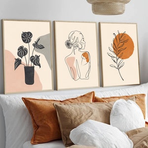Boho Living Room Wall Art, Gallery Wall Set of 3, Modern Home Decor, Wall Decor Living Room, Printable Wall Art, Abstract Room Decor bild 2
