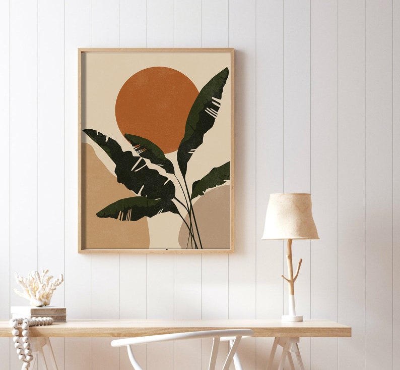 Botanical Prints, Mid Century Modern Wall Art Abstract Boho Floral Wall ...