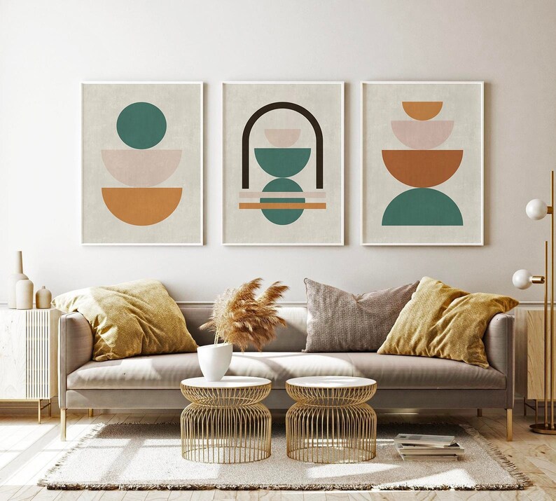 Green Abstract Art Set of 3 Gallery Wall Bundle Set of Three Etsy