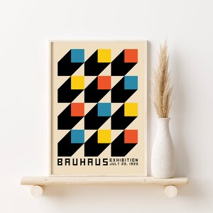 Modern Bauhaus 1923 Wall Art Set of 3 Prints, Bright Colour Poster Set ...