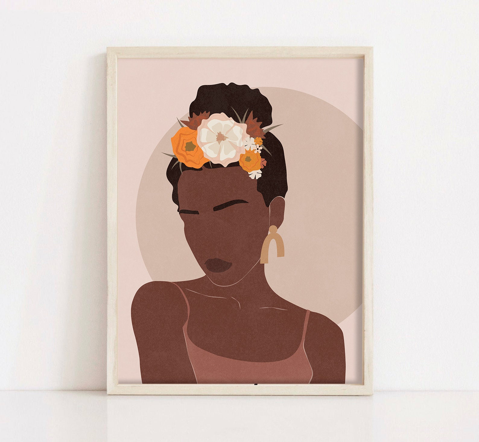 Flower Girl Wall Art Instant Download Botanical Print Black Etsy