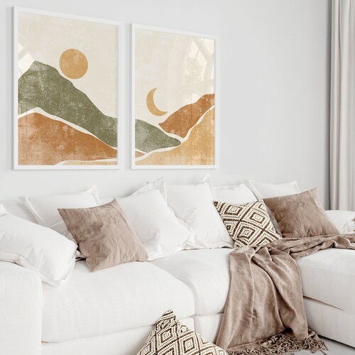 Gallery Wall Set Mountain Wall Art Minimal 3 Piece Wall Art Etsy