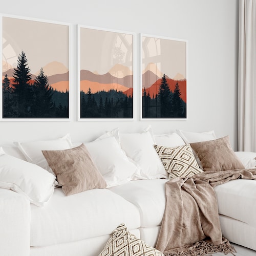 Gallery Wall Set Mountain Wall Art Minimal 2 Piece Wall Art Etsy