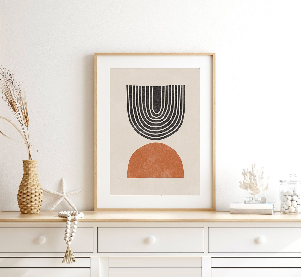 Abstract art set of 3 Mid century modern art Gallery wall | Etsy