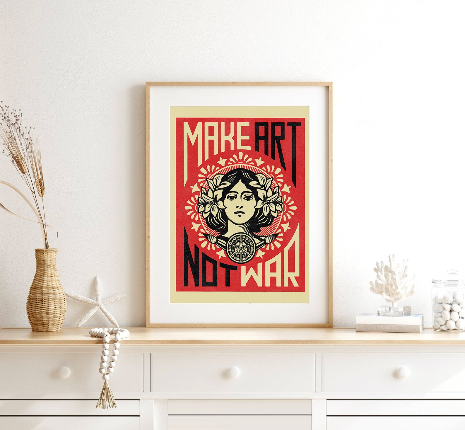 Make Art Not War Poster Print Retro Quote Vintage Etsy