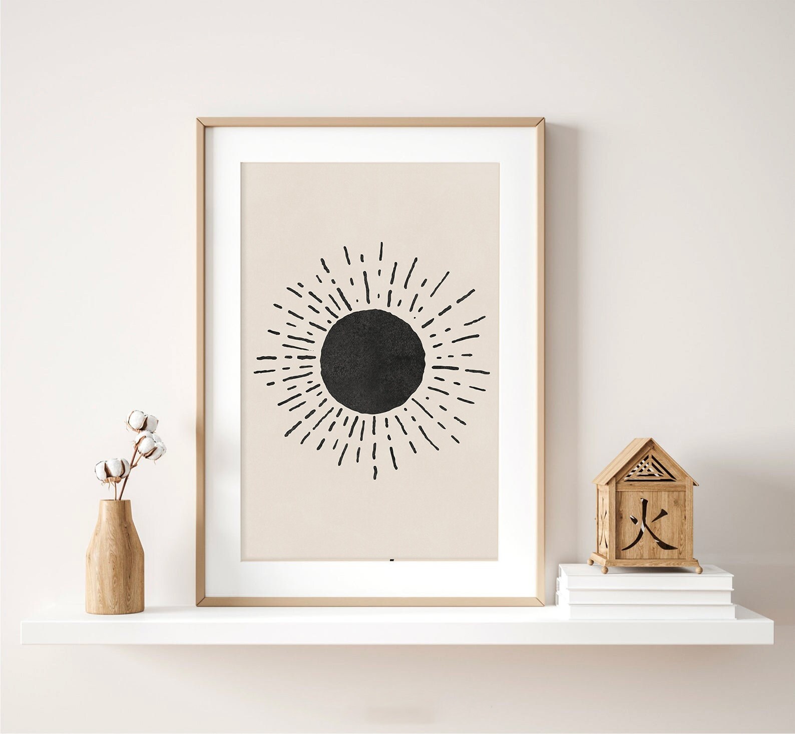 PRINTABLE Black Sun Wall Art Boho Sun Print Wall Decor Etsy