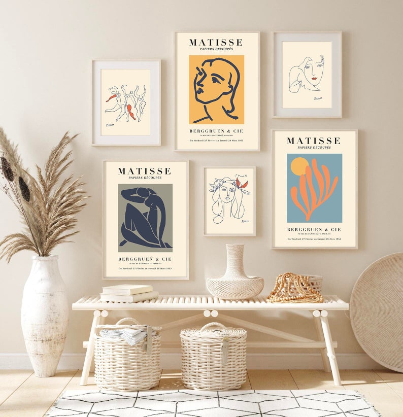 Boho Mid Century Gallery Wall Set of 6 Prints Printable Etsy