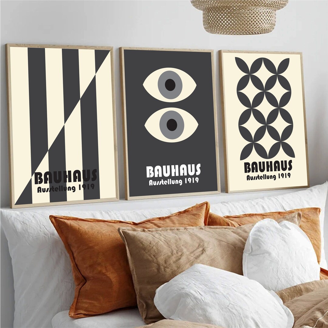 Minimalist Bauhaus Wall Art 3 Piece Print Set