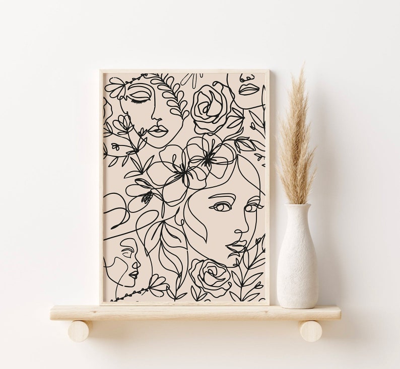 Single Line Face Art Print , Woman Face One Line Drawing, Simple Line ...