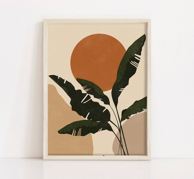 Botanical Prints, Mid Century Modern Wall Art Abstract Boho Floral Wall ...