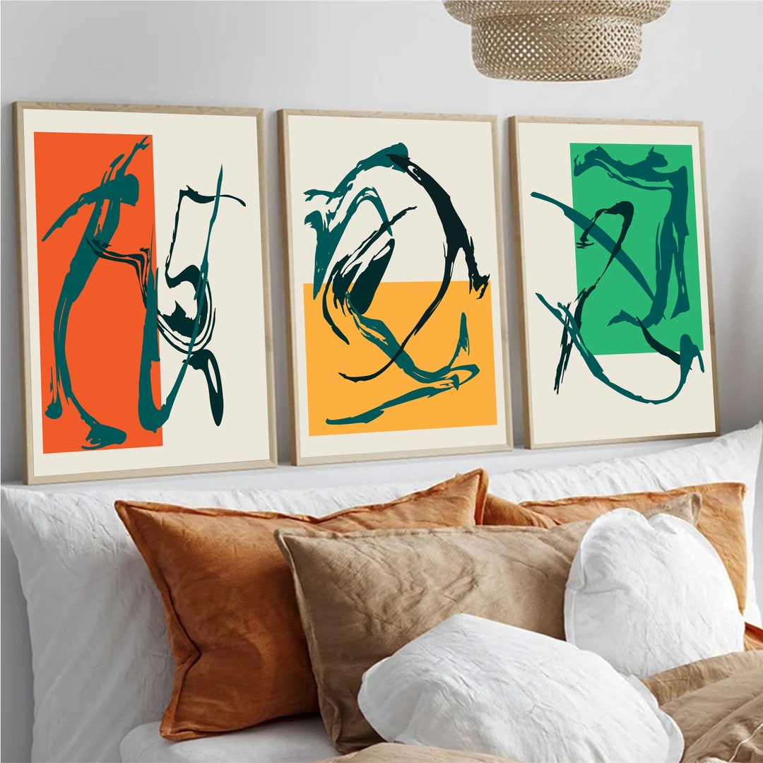 Modern Abstract Wall Art Set of 3 Prints, Printable Wall Art, 3 Piece ...