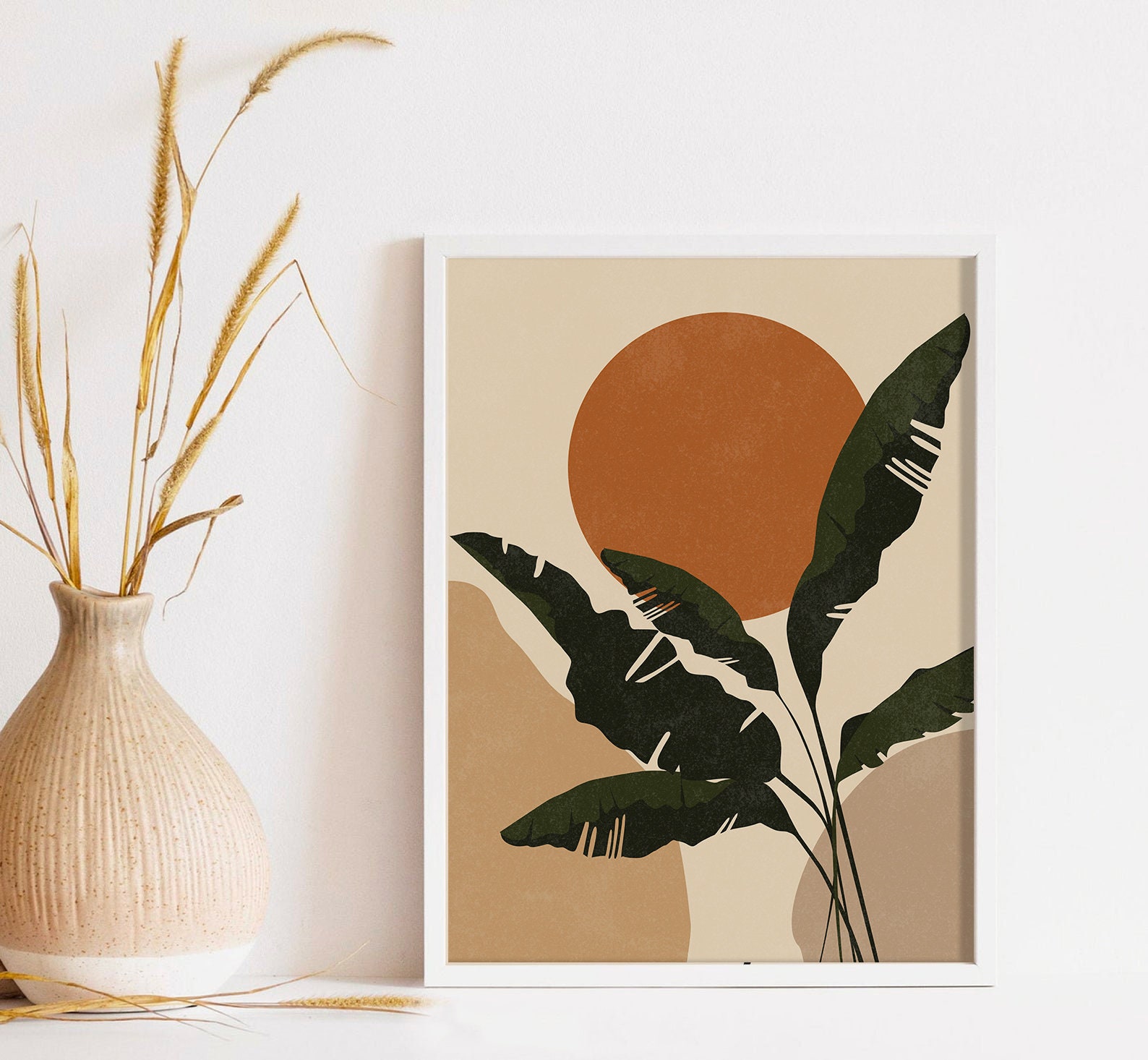 Botanical Prints, Mid Century Modern Wall Art Abstract Boho Floral Wall ...