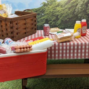 1:6 Miniature Picnic Scene – Realistic Handmade Display Picnic Table