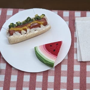 1:6 Miniature Picnic Scene – Realistic Handmade Display Hot Dog - cooked