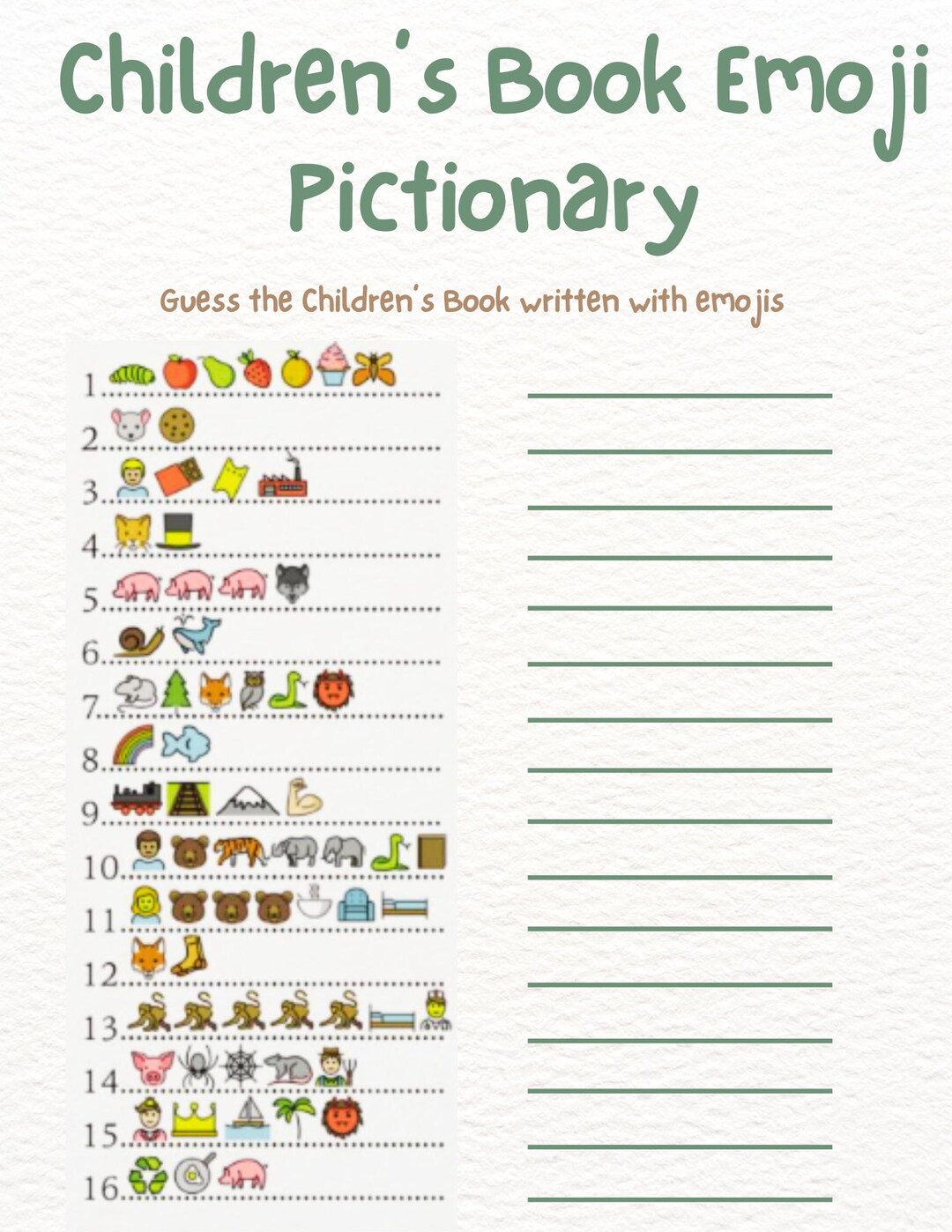 Neutral Baby Shower Children's Book Pictionary Game - Etsy