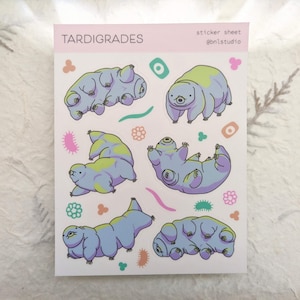 Tardigrades Sticker Sheet | Water Bears, Cute Animal Stickers, Moss Piglets, Microbiology Stickers