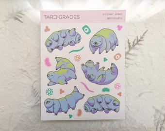 Tardigrades Sticker Sheet | Water Bears, Cute Animal Stickers, Moss Piglets, Microbiology Stickers