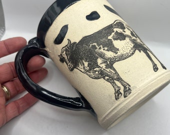 Unique Cow Coffee Tea Mug Stoneware Hand made