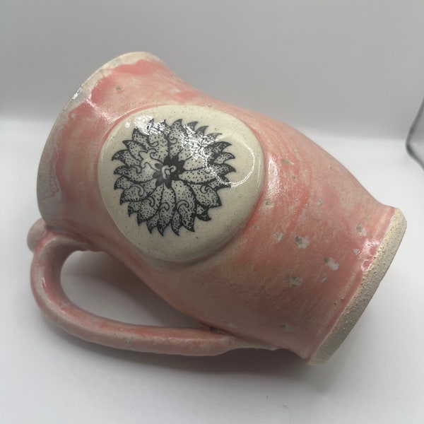 Handmade Pink Flower Coffee Tea Stoneware Mug