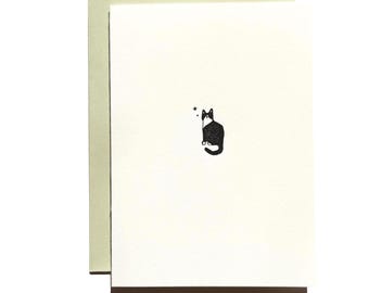 Letterpress card - Tuxedo cat