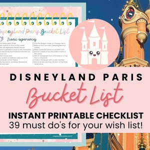 Disneyland Paris bucket list for first timers Disneyland Paris instant download Disneyland Paris printable Disneyland Paris wish list cute