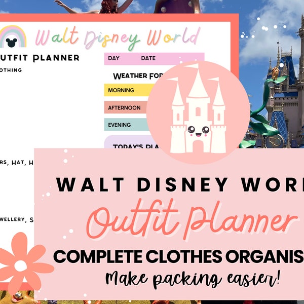 Outfit planner WDW printable WDW packing list WDW clothes planner Minnie Ears