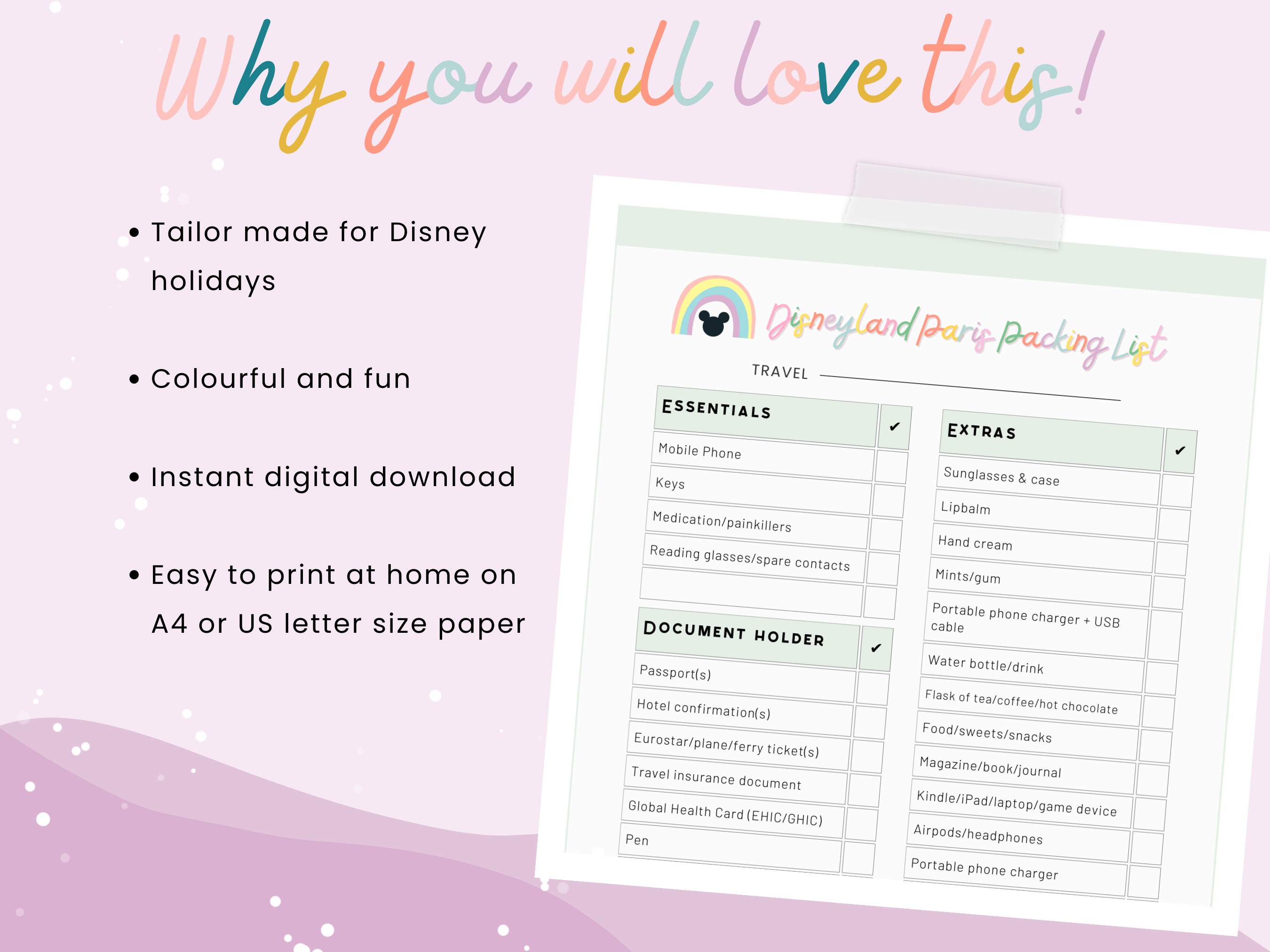 Disneyland Paris Packing List Instant Download Disneyland Etsy UK