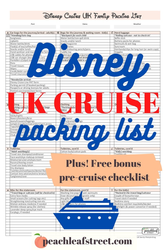 Disney Cruise Packing List Printable