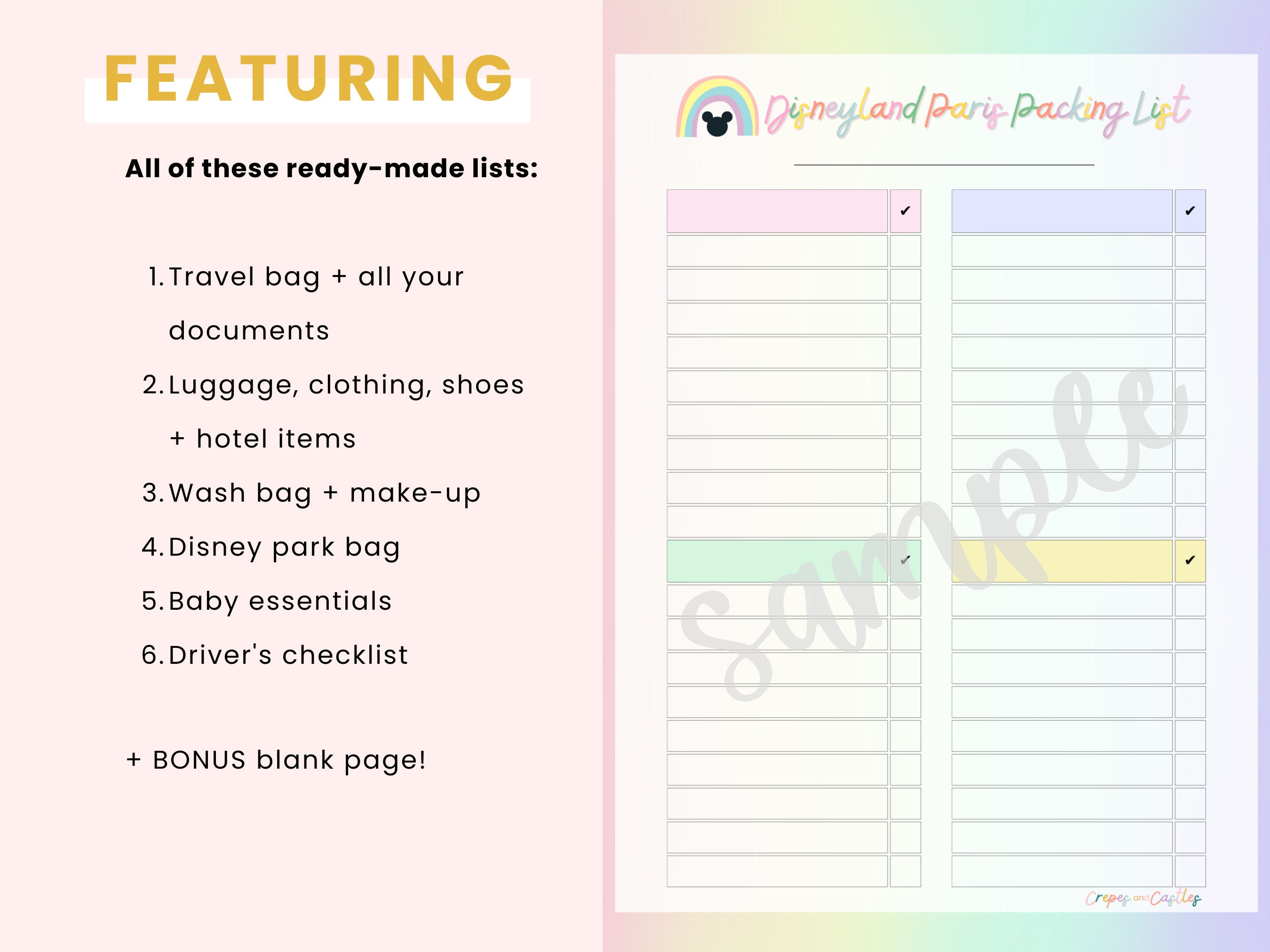 Disneyland Paris Packing List Instant Download Disneyland Etsy UK
