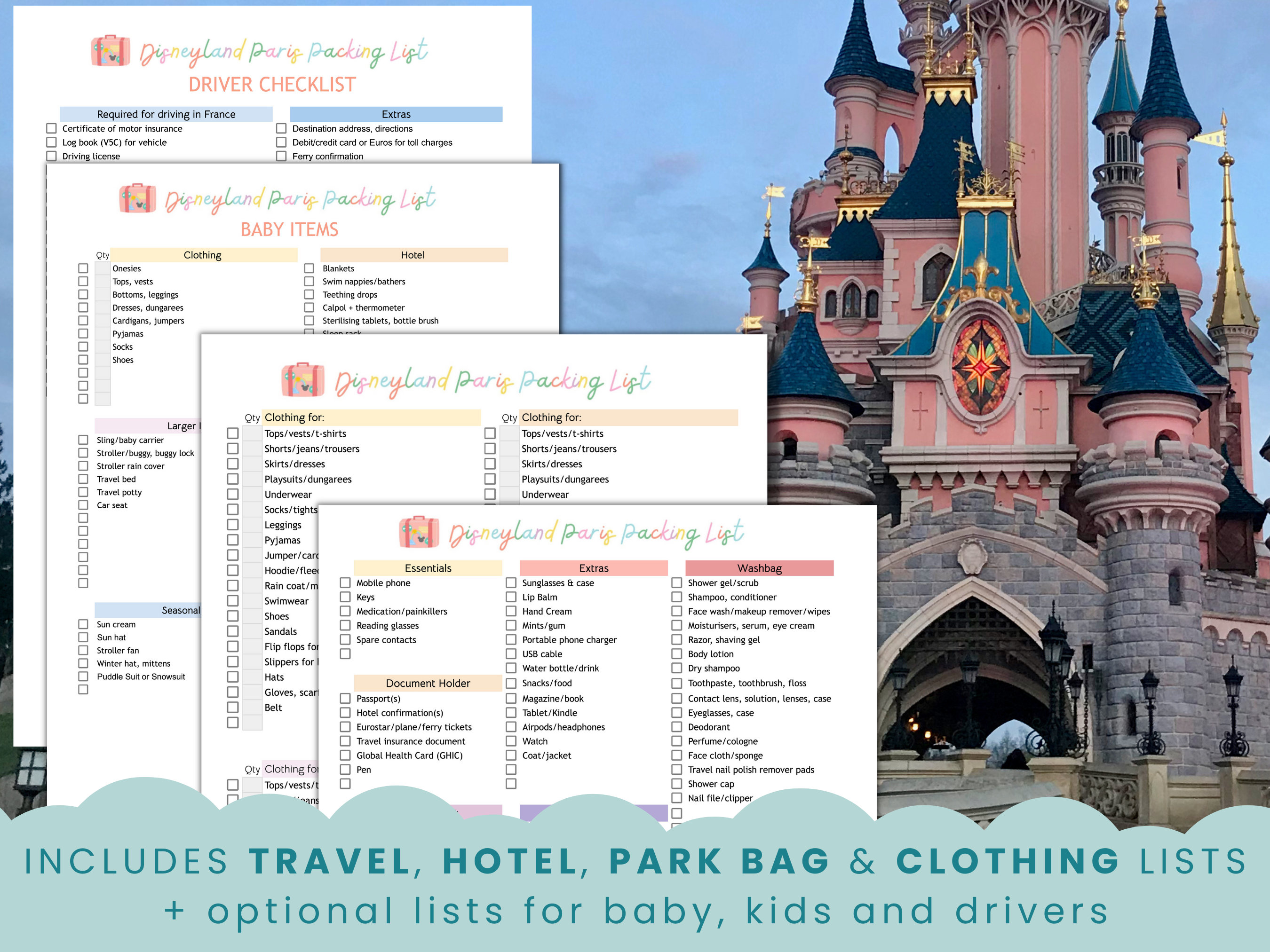 Packing List Disneyland Paris Instant Download Disneyland Paris