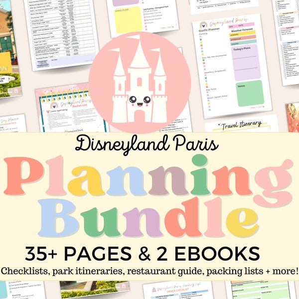 Planner Disneyland Parijs Cheat Sheet-bundel | Instant PDF-downloadsjablonen voor DLP-reisplanning 2024 2025 | 35+ pagina's Handleiding voor beginners