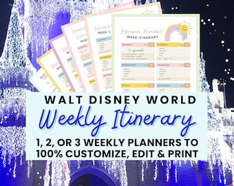 WDW Weekly Planner Personalise (And Edit As Much As You Like!) Park Itinerary