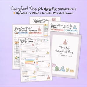 Lista de atracciones de Disneyland París y lista de equipaje imprimible para el día del parque • Descarga digital (PDF)
