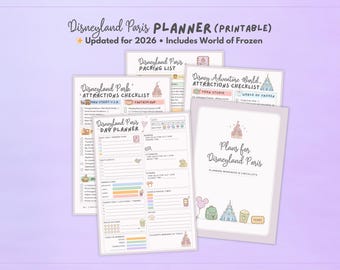 Disneyland Paris Ride Checklist & Park Day Printable • Attraction Checklist + Packing List • Digital Download (PDF)