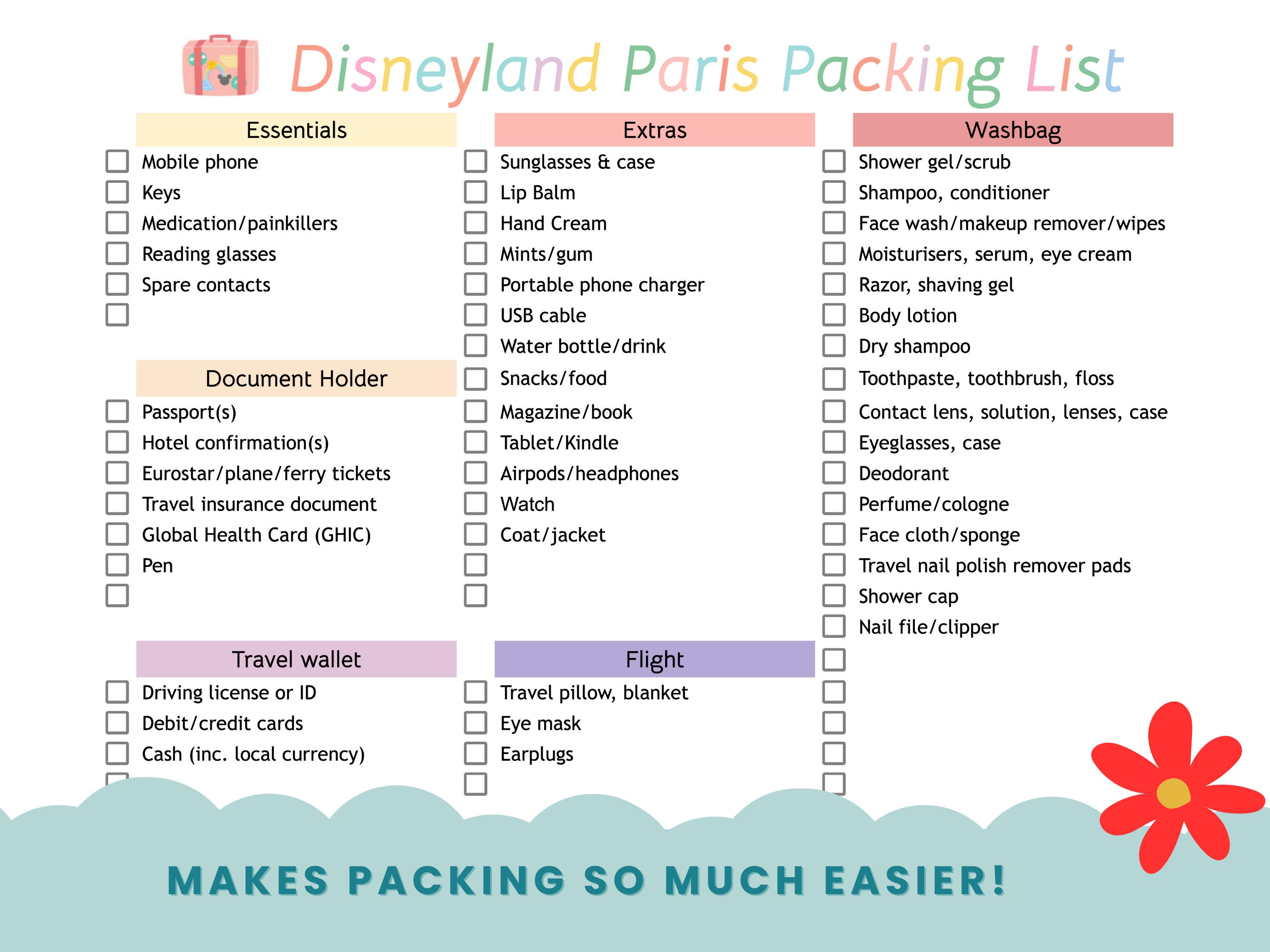 Packing List Disneyland Paris Instant Download Disneyland Etsy UK