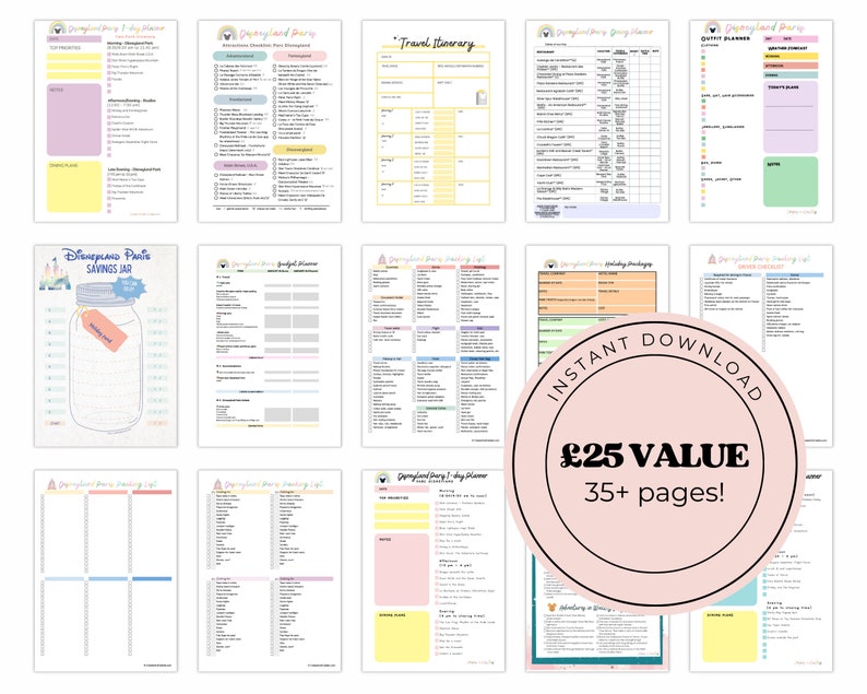 Planner Disneyland Paris Cheat Sheet Bundle Instant PDF Download