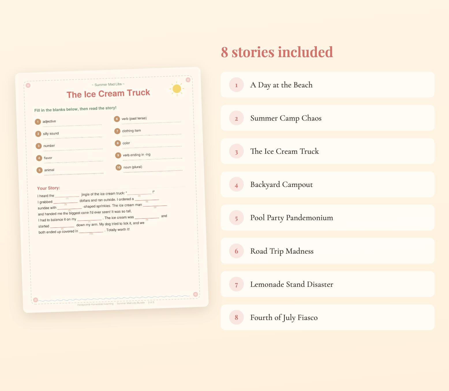 Printable Summer Mad Libs Bundle | 8 Fill-in-the-blank Stories ...